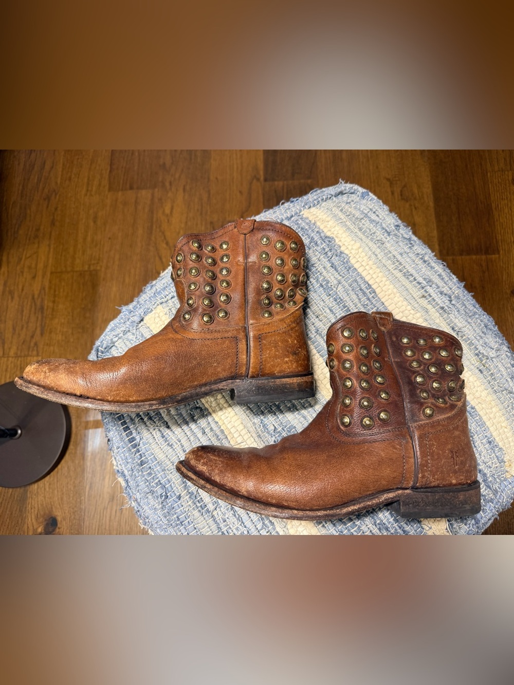 Frye Women’s Brown Studded Leather Western Ankle Boots
